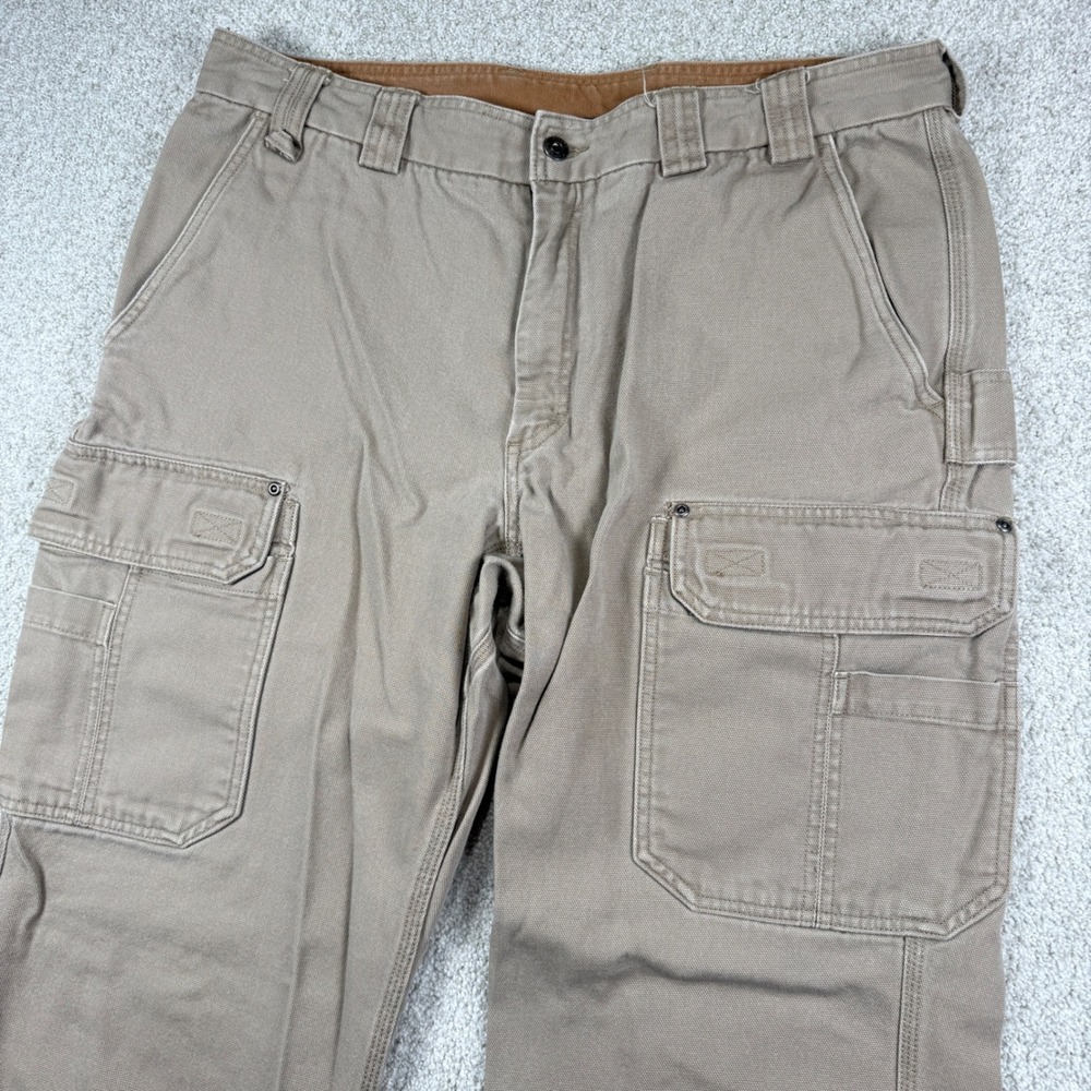 Duluth Trading Co Cargo Pants Mens 40x30 Khaki Tan Fire Hose Cotton Workwear